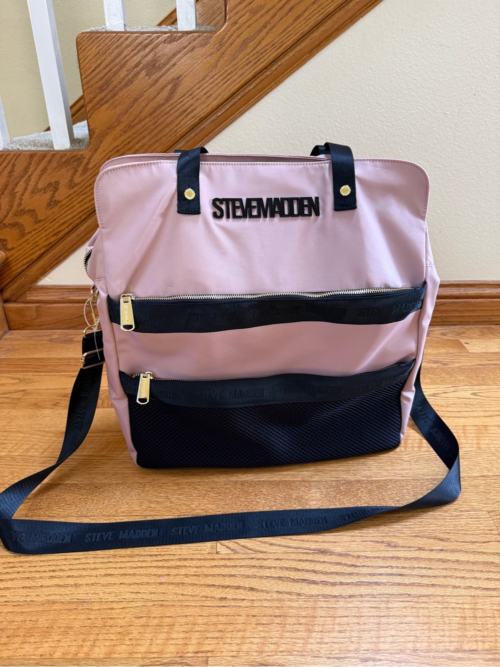 Steve Madden Blush Pink and Black Convertible Tote